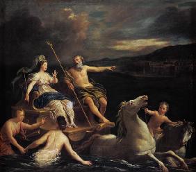 Neptune conduit Amphytrite sur son bateau à son château