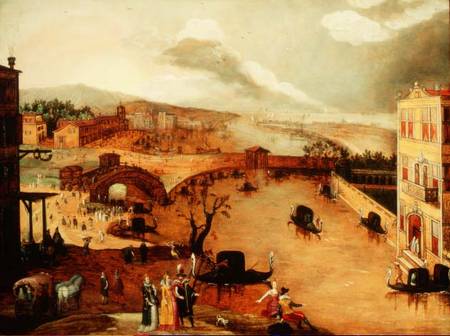 Scene Galante in a River Landscape (panel) à Louis de Caullery