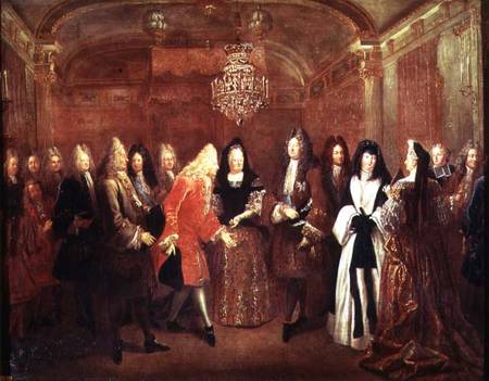 Louis XIV (1638-1715) welcomes the Elector of Saxony, Frederick Augustus II (1670-1733) to Fontaineb à Louis de Silvestre