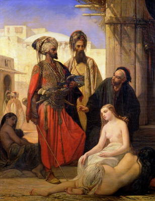 A Slave Market in Asia Minor (oil on canvas) à Louis Devedeux