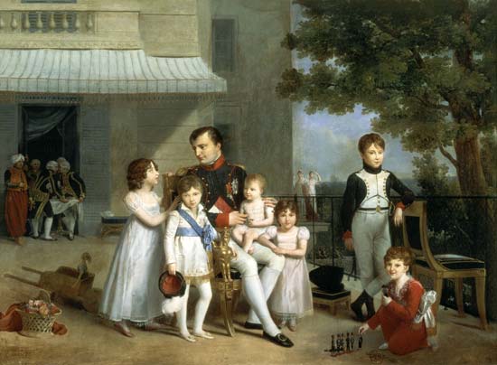 Portrait of Napoleon Bonaparte (1769-1821) with his Nephews and Nieces on the Terrace at Saint-Cloud à Louis Ducis