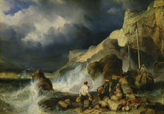 The Onslaught of the Smugglers, c.1837 (oil on canvas) à Louis Eugene Gabriel Isabey