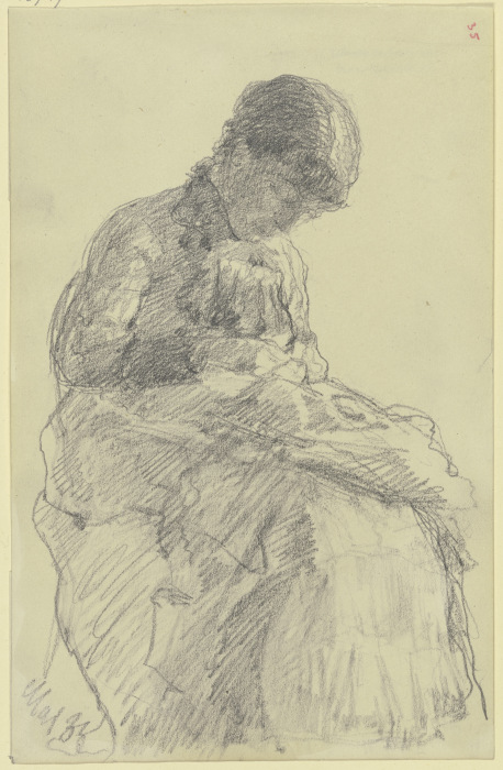 Sitzende Frau beim Handarbeiten à Louis Eysen