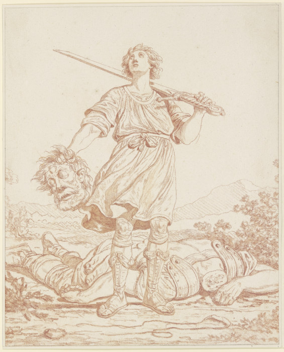 David als Sieger über den Riesen Goliath à Louis Félix de La Rue