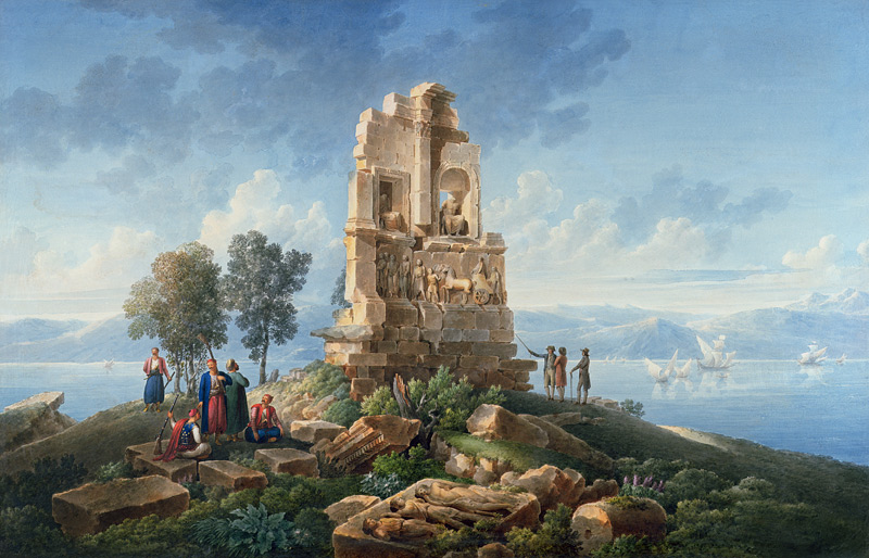 Grand Tourists at the Monument of Philopappos, Greece à Louis Francois Cassas