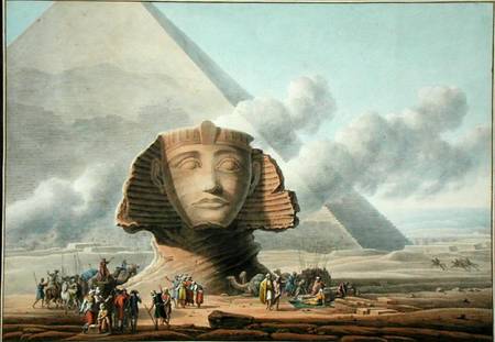 View of the Head of the Sphinx and the Pyramid of Khafre à Louis Francois Cassas