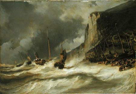 Storm on the Coast at Etretat, Normandy à Louis Gabriel Eugène Isabey