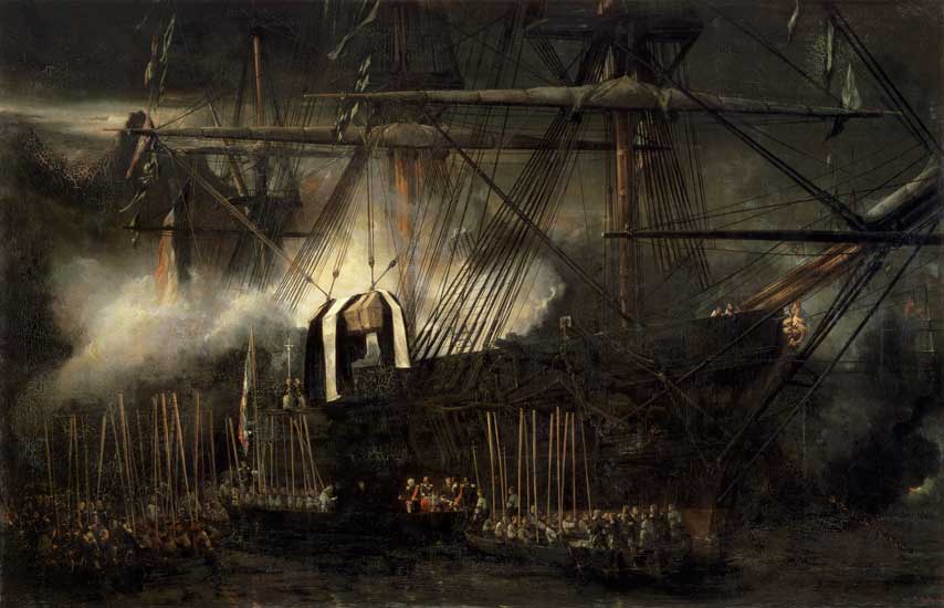 The Shipment of Napoleon's Ashes Aboard the 'Belle-Poule' at Saint Helena, 15th October 1840 à Louis Gabriel Eugène Isabey