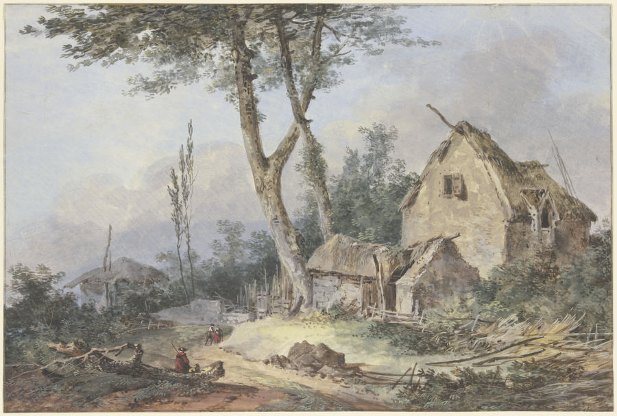 Landschaft mit zerfallenem Gehöft à Louis Gabriel Moreau