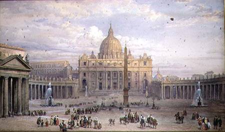 Exterior of St. Peter's, Rome, from the Piazza à Louis Haghe