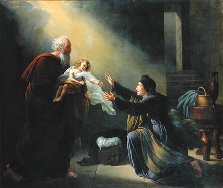 Elijah Resuscitating the Son of the Widow of Sarepta à Louis Hersent