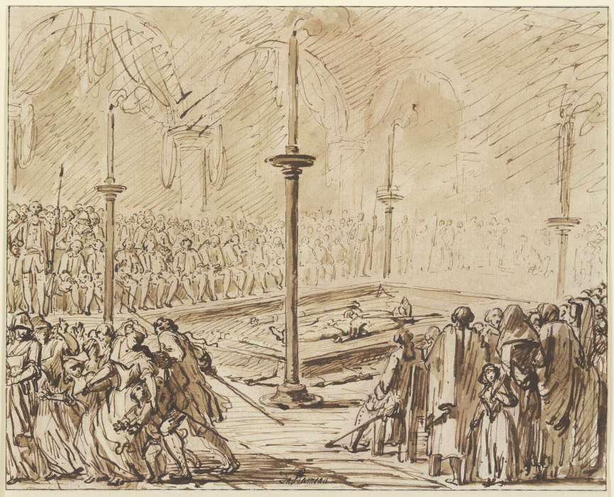 Ausstellung der Leiche eines französischen Revolutionshelden à Louis Jacques Durameau