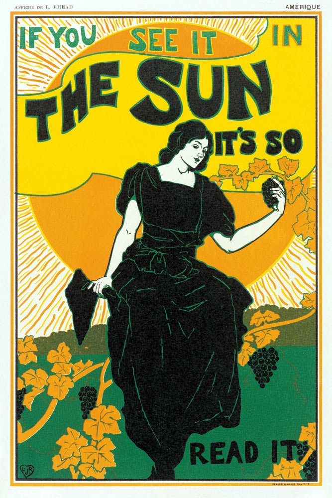 Poster advertising 'The Sun' newspaper à Louis John Rhead