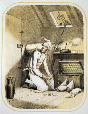 Avarice in the Kitchen, from a series of prints depicting the Seven Deadly Sins, c.1850 (colour lith à Louis-Léopold Boilly