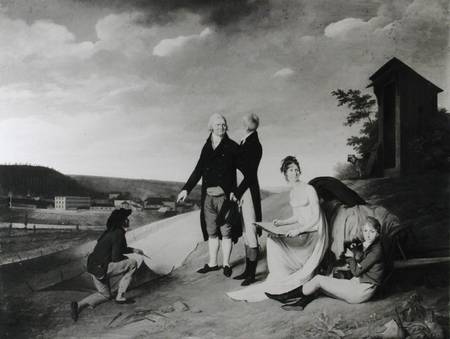 Oberkampf (1738-1815), his Two Sons and his Eldest Daughter in Front of the Jouy-en-Josas Factory à Louis-Léopold Boilly