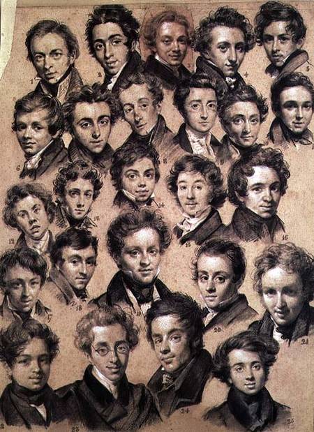Twenty Five Pupils from the Studio of Antoine Jean Gros (1771-1835) 1820 (charcoal & chalk on paper) à Louis-Léopold Boilly