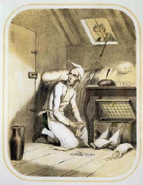 Avarice in the Kitchen, from a series of prints depicting the Seven Deadly Sins, c.1850 (colour lith