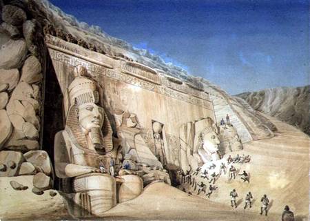 The Excavation of the Great Temple of Ramesses II, Abu Simbel  on à Louis M.A. Linant de Bellefonds