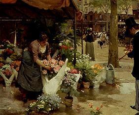 Sur le marché de fleurs.