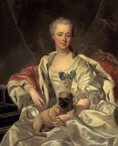 portrait de la princesse Golytschina avec leur chiot à Louis Michael van Loo