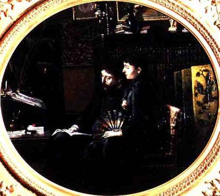 Alphonse Daudet (1840-97) and his Wife in their Study à Louis Montegut