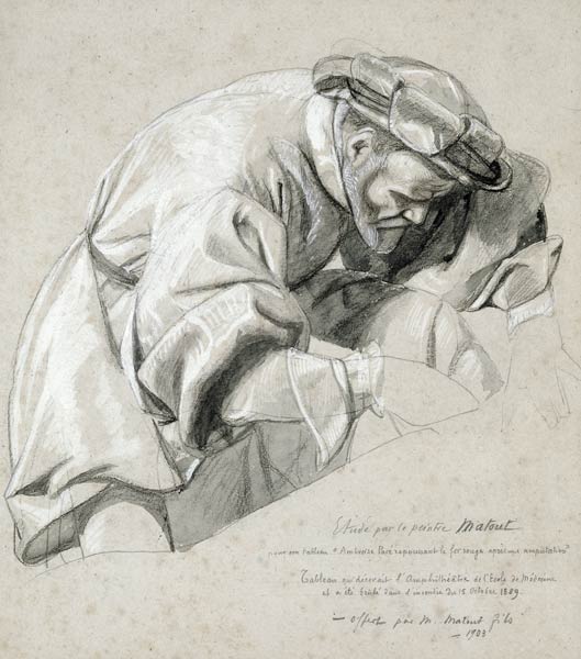 Study of Ambroise Pare (c.1510-90) the 'Father of Modern Surgery' (charcoal & white chalk wash on pa à Louis Nicolas Matout