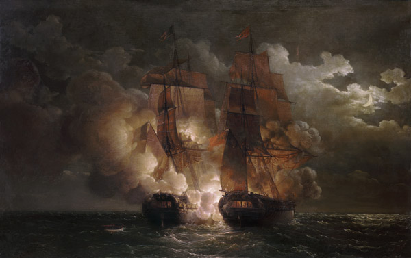 Battle Between the French Frigate 'Arethuse' and the English Frigate 'Amelia' in View of the Islands à Louis Philippe Crepin