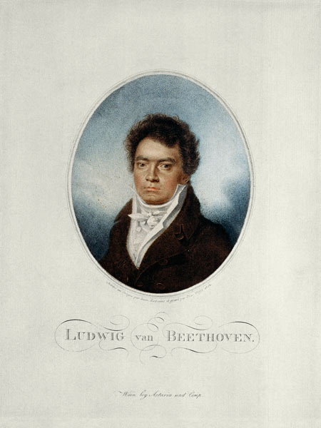 Lugwig van Beethoven (1770-1827) engraved by Blasius Hofel (1792-1863) à Louis Rene Letronne