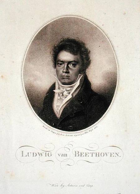 Ludwig van Beethoven (1770-1827) engraved by Blasius Hofel (1792-1963) à Louis Rene Letronne