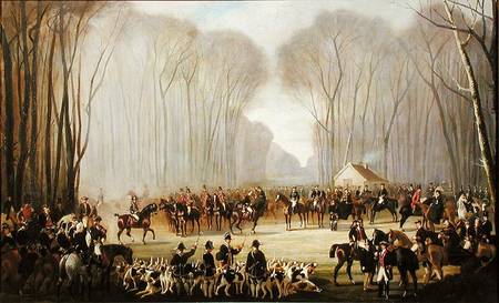 Hunt Meeting at Puis au Roi in the Forest of Compiegne à Louis Robert Heyrault
