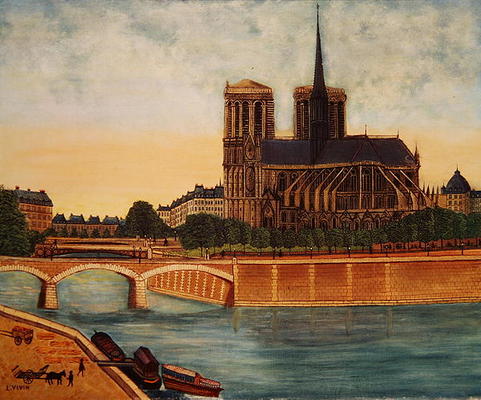Notre-Dame (view of the apse) c.1933 (oil on canvas) à Louis Vivin