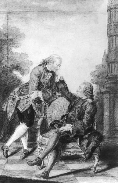 Denis Diderot (1713-84) and Melchior, baron de Grimm (1723-1807) à (Louis Carrogis) Carmontelle