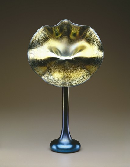 Blue and gold favrile 'Jack-in-the-Pulpit' vase à Louis Comfort Tiffany