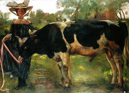 The Painter Charlotte Berend With A Bull à Lovis Corinth