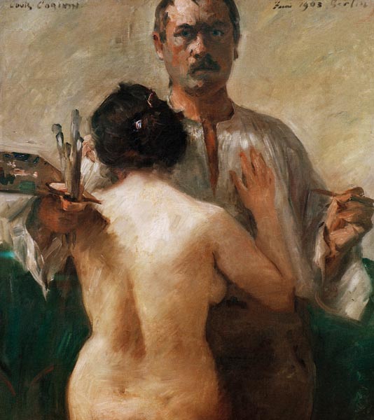 Self-portrait with nude à Lovis Corinth