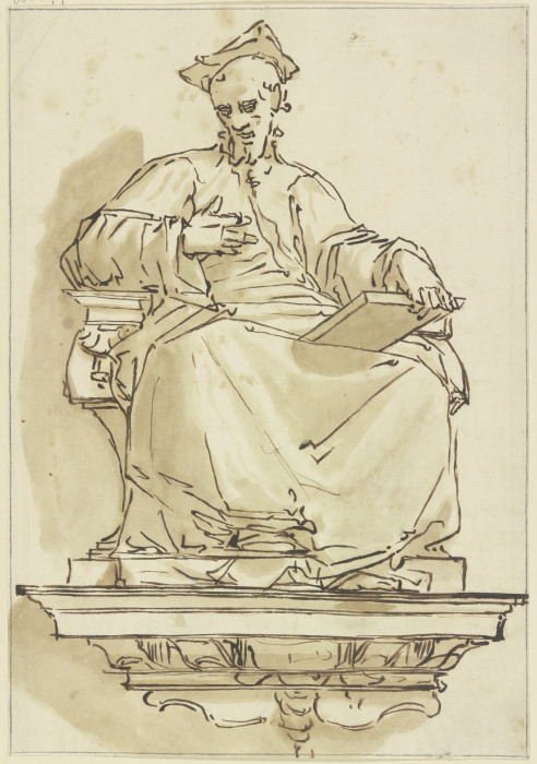 Konsolstatue eines sitzenden Kardinals à Luca Cambiaso