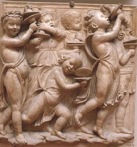 Putti playing cymbals, detail from the Cantoria à Luca Della Robbia