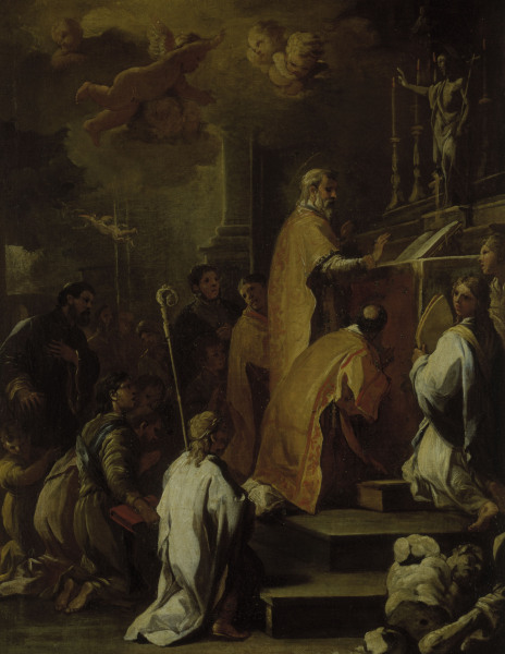 L.Giordano / Mass of St.Gregory / Paint. à Luca Giordano