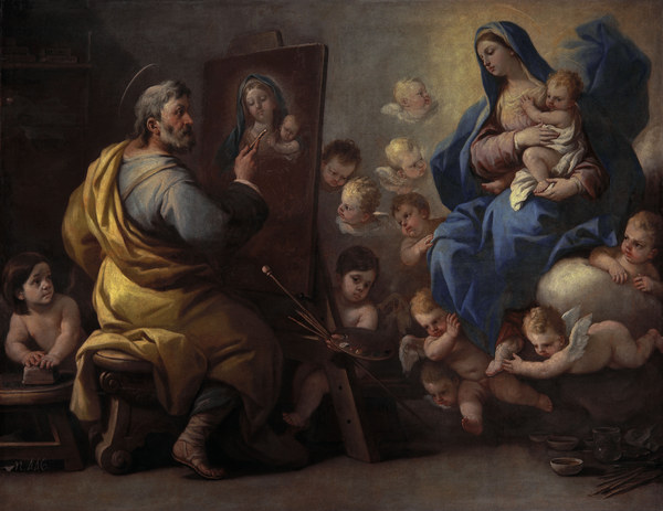 L.Giordano, hl. Lukas malt die Madonna à Luca Giordano