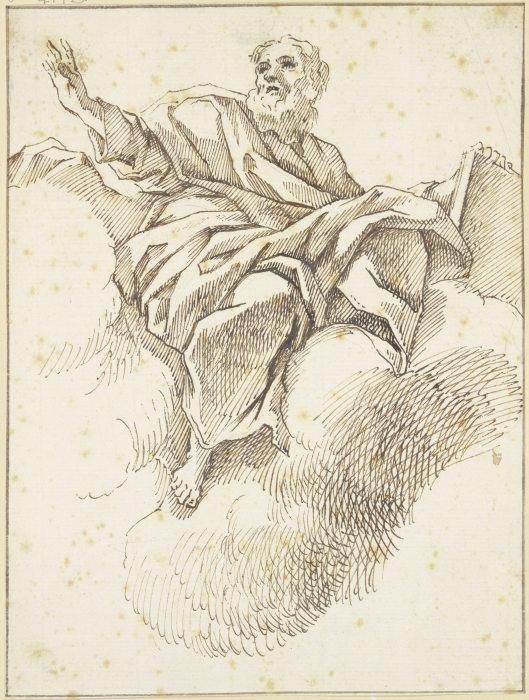 Prophet mit Buch auf Wolken schwebend à Luca Giordano