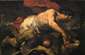 Samson dans la caverne du lion à Luca Giordano