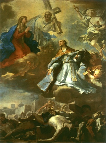 San Gennard libère Naples de la peste à Luca Giordano