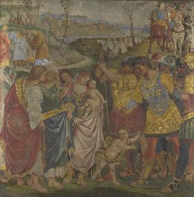 Coriolanus persuaded by his Family to spare Rome (Frescoes from Palazzo del Magnifico, Siena) Veturi