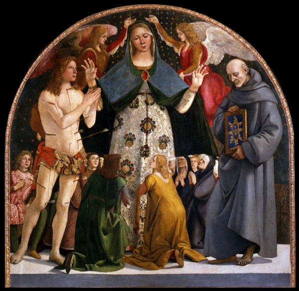 Madonna of Mercy and Saints Sebastian and Bernardino da Siena à Luca Signorelli