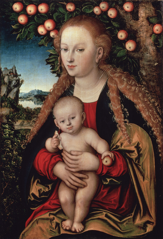 madonne avec l'enfant sous le pommier. à Lucas Cranach l'Ancien
