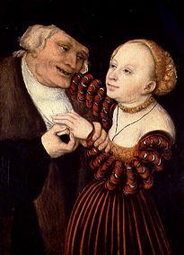 La personne âgée et la fille à Lucas Cranach l'Ancien