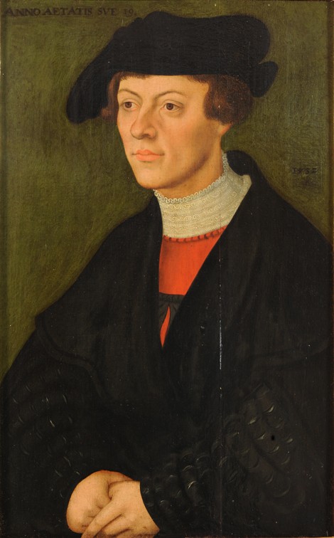 Portrait of a 19-year-old young man in black clothes à Lucas Cranach l'Ancien