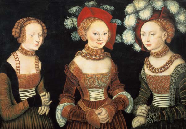 Three princesses of Saxony, Sibylla (1515-92), Emilia (1516-91) and Sidonia (1518-75), daughters of à Lucas Cranach l'Ancien