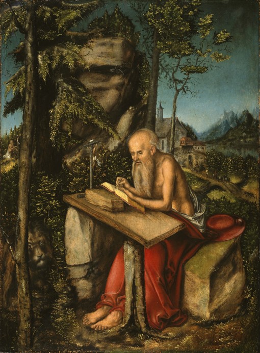 Saint Jerome in a Rocky Landscape à Lucas Cranach l'Ancien