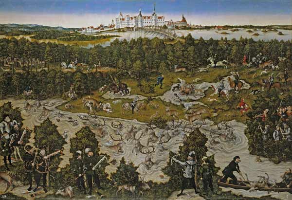 Hunt in Honour of Emperor Ferdinand I at Torgau Castle à Lucas Cranach l'Ancien